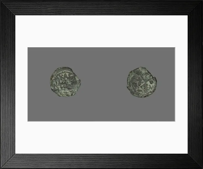 Framed Print : Coin Depicting a Stalk of Grain, Procurator M. Ambibulus (reign of Augustus Framed Print : Coin Depicting a Stalk of Grain, Procurator M. Ambibulus (reign of Augustus