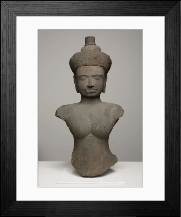 Framed Print : Bust of a Female Deity (Devi), Angkor period, 10th / 11th century. Creator: Unknown Framed Print : Bust of a Female Deity (Devi), Angkor period, 10th / 11th century. Creator: Unknown