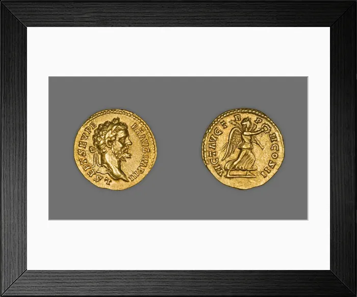 Framed Print : Aureus (Coin) Portraying Emperor Septimus Severus, 194-195, issued by Septimius Severus Framed Print : Aureus (Coin) Portraying Emperor Septimus Severus, 194-195, issued by Septimius Severus