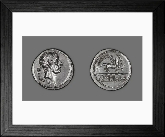 Framed Print : Denarius (Coin) Portraying King Ancus Marcius, 56 BCE, issued by L. Marcius Philippus Framed Print : Denarius (Coin) Portraying King Ancus Marcius, 56 BCE, issued by L. Marcius Philippus