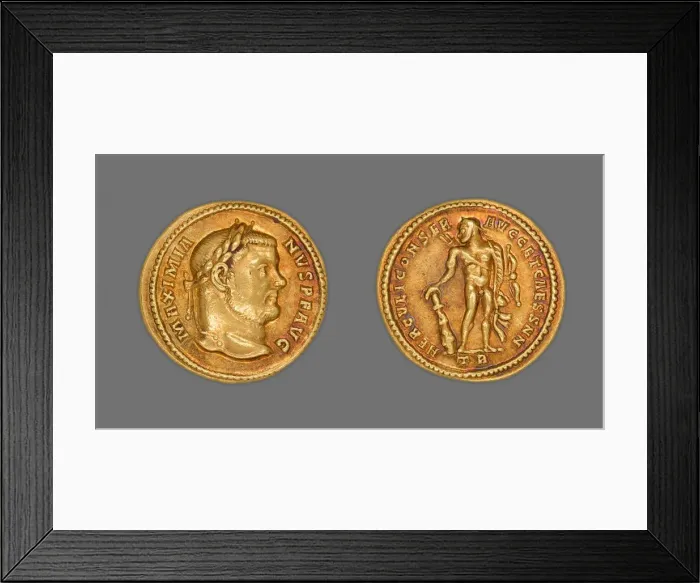 Framed Print : Aureus (Coin) Portraying Emperor Maximianus Herculius, 303. Creator: Unknown Framed Print : Aureus (Coin) Portraying Emperor Maximianus Herculius, 303. Creator: Unknown
