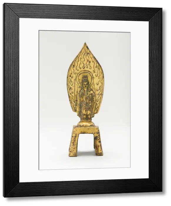 Framed Print : Guanyin (Avalokiteshvara) Standing before Flaming Aureole and Holding a Water Framed Print : Guanyin (Avalokiteshvara) Standing before Flaming Aureole and Holding a Water