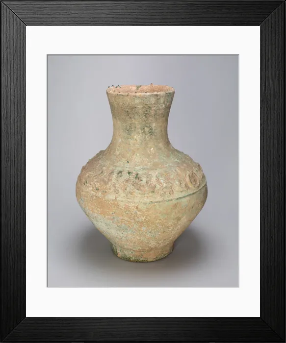 Framed Print : Storage Jar (Hu) with Hunting Scenes, Eastern Han dynasty (A. D. 25-220). Creator: Unknown Framed Print : Storage Jar (Hu) with Hunting Scenes, Eastern Han dynasty (A. D. 25-220). Creator: Unknown
