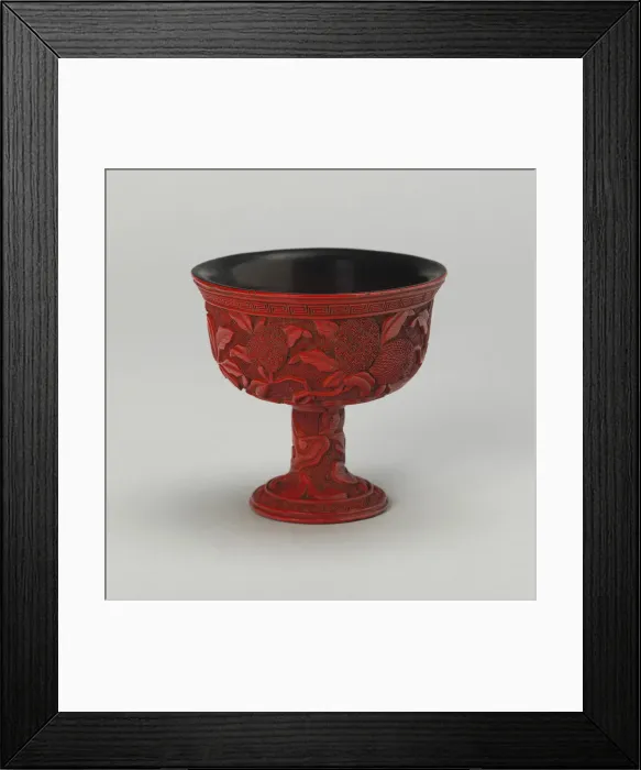 Framed Print : Stem Cup with Leechee and Vines, Ming dynasty (1368-1644), late15th / early 16th century Framed Print : Stem Cup with Leechee and Vines, Ming dynasty (1368-1644), late15th / early 16th century