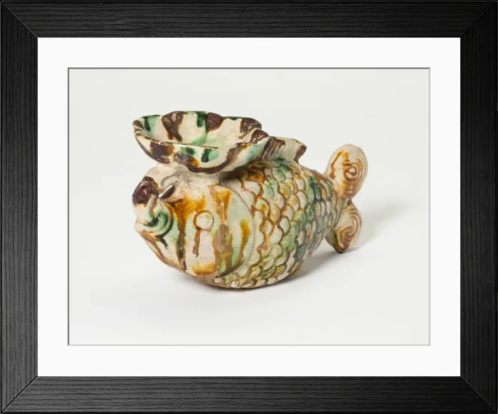 Framed Print : Fish-Shaped Oil Lamp, Tang dynasty (618-906), first half of 8th century. Creator: Unknown Framed Print : Fish-Shaped Oil Lamp, Tang dynasty (618-906), first half of 8th century. Creator: Unknown
