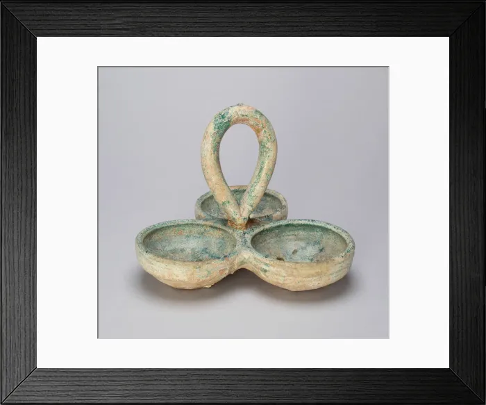 Framed Print : Three-Cupped Dish with Loop Handle, Eastern Han dynasty (A. D. 25-220), 1st century