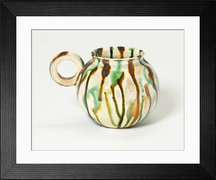 Framed Print : Ring-Handled Cup with lid with finial, Tang dynasty (618-906). Creator: Unknown Framed Print : Ring-Handled Cup with lid with finial, Tang dynasty (618-906). Creator: Unknown