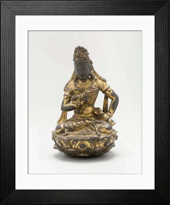 Framed Print : Vajrasattva Seated on Lotus Flower with Hands Grasping a Framed Print : Vajrasattva Seated on Lotus Flower with Hands Grasping a