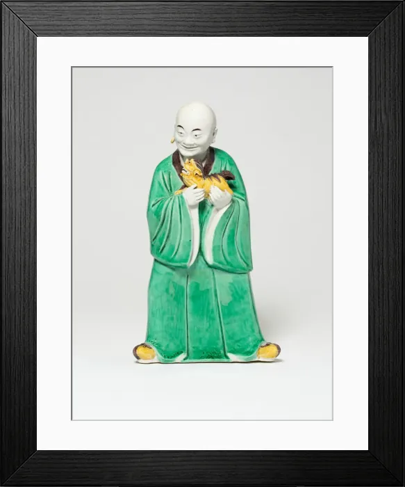 Framed Print : Seated Luohan Holding a Lion, Qing dynasty (1644-1911), c. 19th century. Creator: Unknown Framed Print : Seated Luohan Holding a Lion, Qing dynasty (1644-1911), c. 19th century. Creator: Unknown