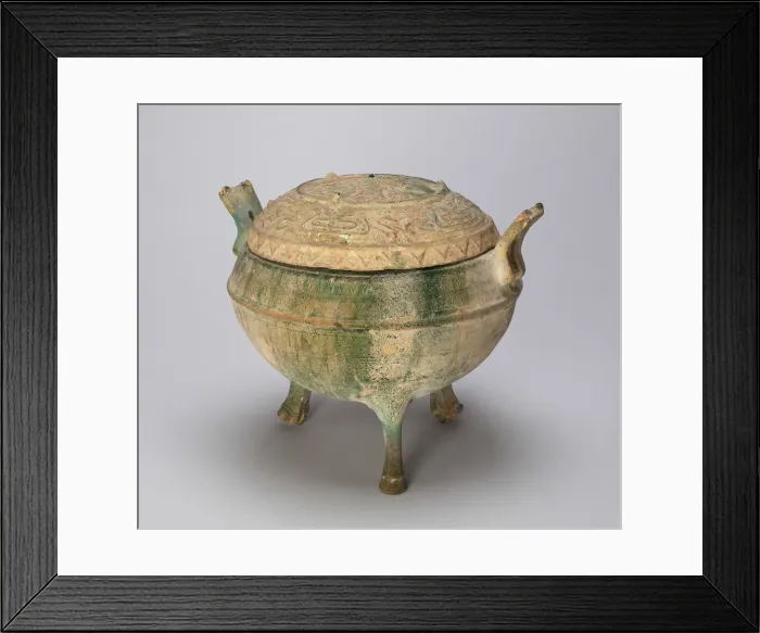 Framed Print : Covered Tripod Cauldron (Ding) with Geometric Designs, Eastern Han dynasty (A. D. 25-220) Framed Print : Covered Tripod Cauldron (Ding) with Geometric Designs, Eastern Han dynasty (A. D. 25-220)