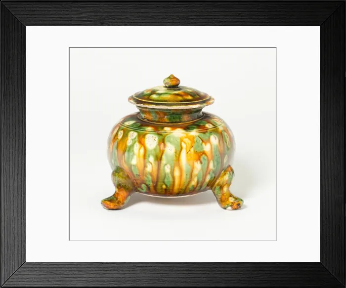 Framed Print : Covered Tripod Jar, Tang dynasty (618-907), first half of 8th century. Creator: Unknown Framed Print : Covered Tripod Jar, Tang dynasty (618-907), first half of 8th century. Creator: Unknown