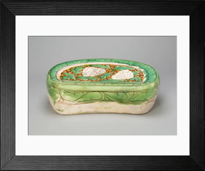 Framed Print : Bean-Shaped Pillow with Peony Scroll, Jin dynasty, (1115-1234), 12th / 13th century Framed Print : Bean-Shaped Pillow with Peony Scroll, Jin dynasty, (1115-1234), 12th / 13th century
