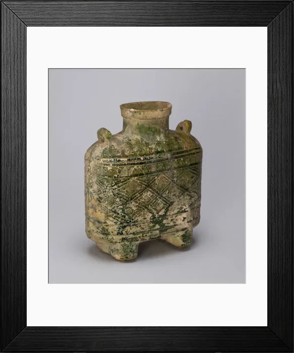 Framed Print : Rectangular Bottle with Loop Handles, Eastern Han dynasty (A. D. 25-220). Creator: Unknown Framed Print : Rectangular Bottle with Loop Handles, Eastern Han dynasty (A. D. 25-220). Creator: Unknown
