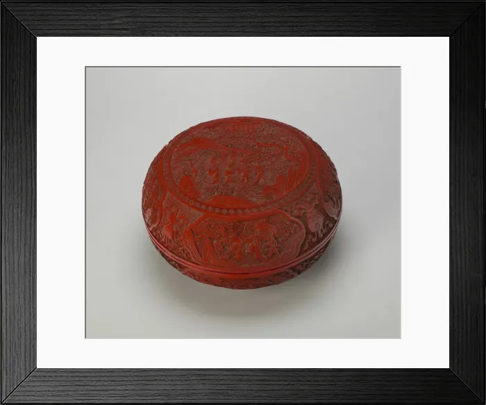Framed Print : Cinnabar Lacquer Scholar in Landscape Box and Cover, Qing dynasty Framed Print : Cinnabar Lacquer Scholar in Landscape Box and Cover, Qing dynasty