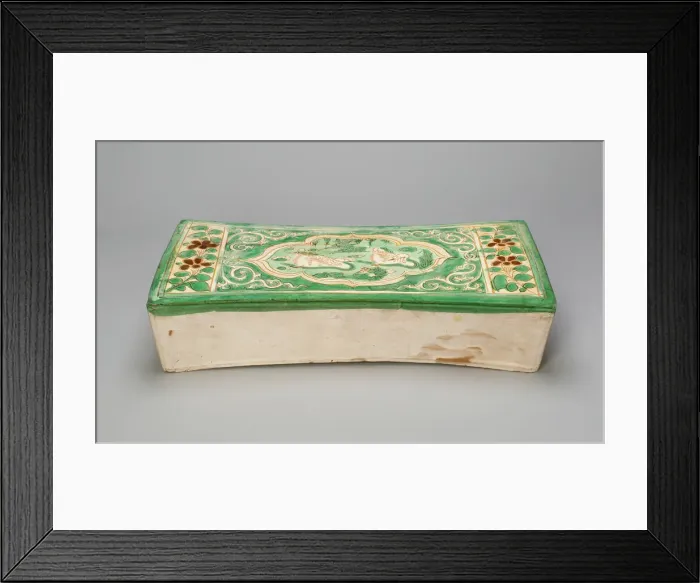 Framed Print : Rectangular Pillow with Mandarin Ducks in a Lily Pond, Jin dynasty Framed Print : Rectangular Pillow with Mandarin Ducks in a Lily Pond, Jin dynasty