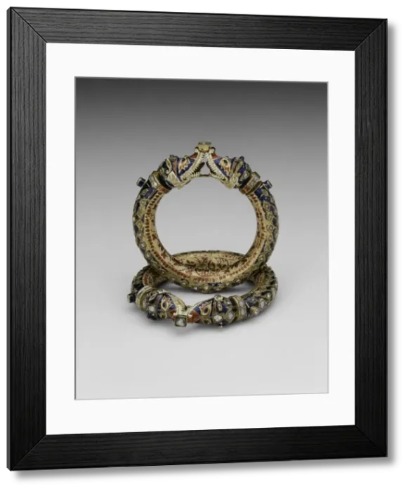 Framed Print : Bracelets with Confronting Makara Heads (Karas), 19th century. Creator: Unknown