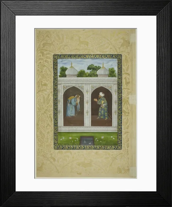 Framed Print : Album Page with Two Sheikhs, Safavid dynasty and Mughal empire, 16th / 17th century Framed Print : Album Page with Two Sheikhs, Safavid dynasty and Mughal empire, 16th / 17th century