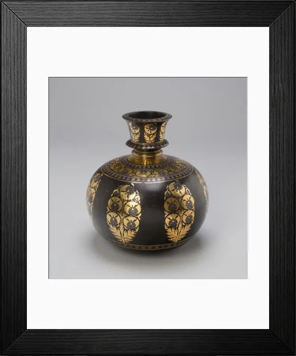 Framed Print : Globular Huqqa Base with Floral Design, 19th century. Creator: Unknown