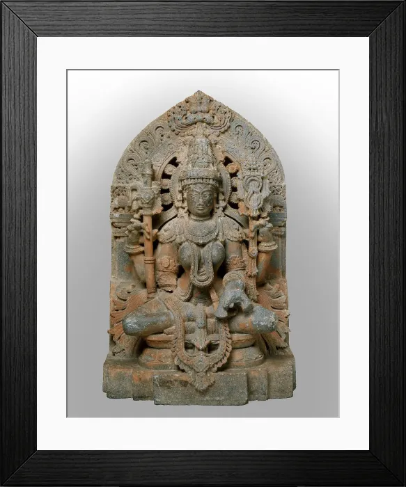Framed Print : Four-Armed Sarasvati, Goddess of Learning, Seated in Lotus Position Framed Print : Four-Armed Sarasvati, Goddess of Learning, Seated in Lotus Position
