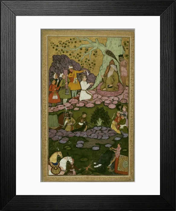 Framed Print : Prince Visiting an Ascetic during a Hunt, 1625 / 50. Creator: Unknown Framed Print : Prince Visiting an Ascetic during a Hunt, 1625 / 50. Creator: Unknown