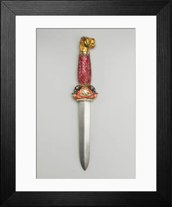 Framed Print : Dagger with Tiger-Head Pommel, , 17th / 18th century. Creator: Unknown Framed Print : Dagger with Tiger-Head Pommel, , 17th / 18th century. Creator: Unknown