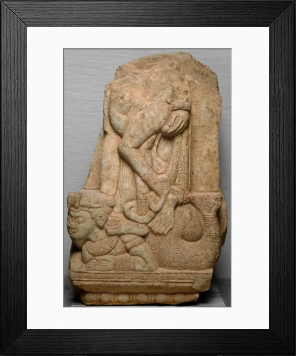 Framed Print : Yakshi Standing on a Fishtailed Mythical Beast (Makara), 2nd century B. C. / 2nd century A. D Framed Print : Yakshi Standing on a Fishtailed Mythical Beast (Makara), 2nd century B. C. / 2nd century A. D