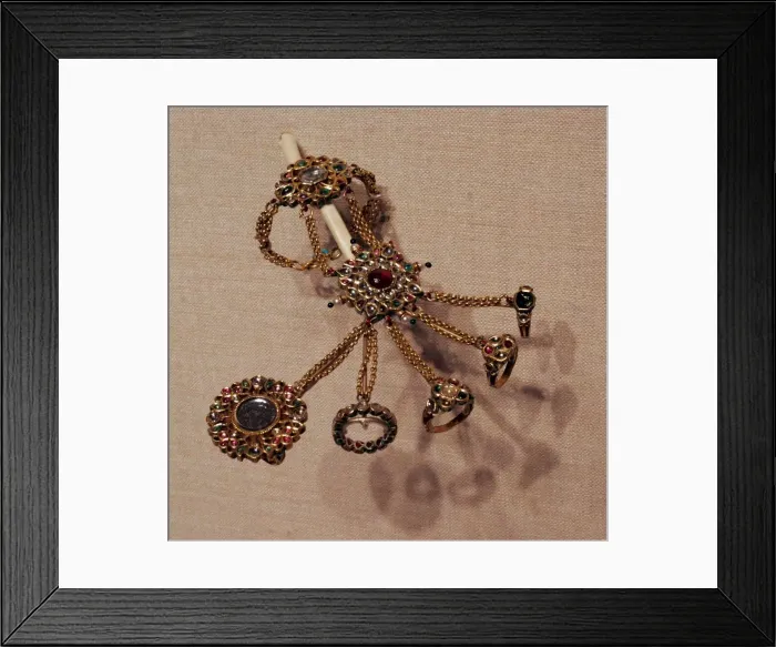 Framed Print : Hand Ornament (Hathphul) and Thumb Ring (Arsi), 19th century. Creator: Unknown Framed Print : Hand Ornament (Hathphul) and Thumb Ring (Arsi), 19th century. Creator: Unknown