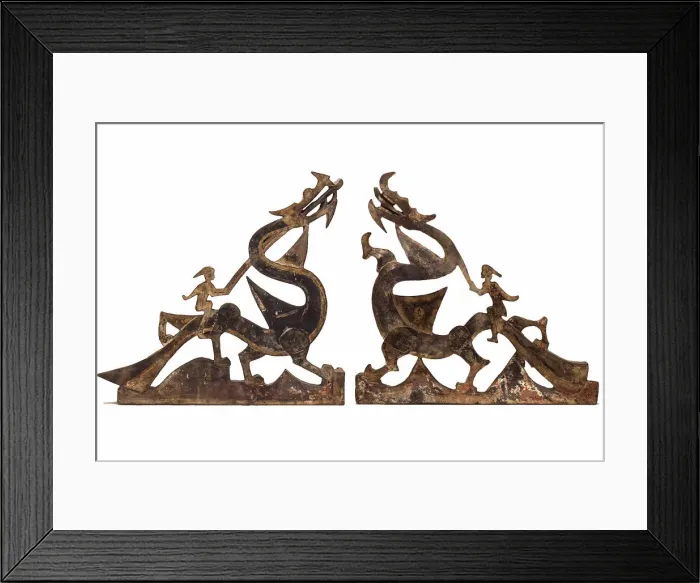 Framed Print : Immortals Riding Dragons: Sections of a Tomb Pediment, Han dynasty, 1st century B. C. / A. D Framed Print : Immortals Riding Dragons: Sections of a Tomb Pediment, Han dynasty, 1st century B. C. / A. D
