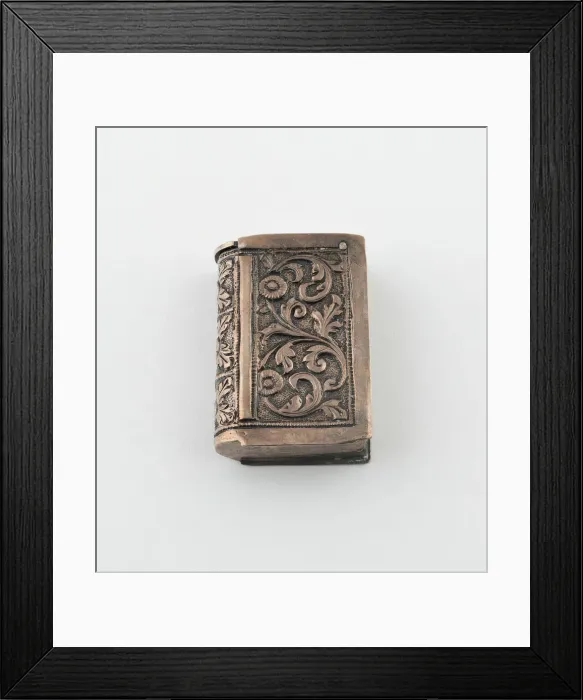 Framed Print : Book-Shaped Match Safe, England, c. 1880. Creator: Unknown Framed Print : Book-Shaped Match Safe, England, c. 1880. Creator: Unknown