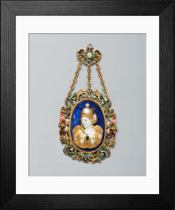 Framed Print : Pendant with the Bust of a Woman, France, c. 1550-c. 1600, with 19th-century additions Framed Print : Pendant with the Bust of a Woman, France, c. 1550-c. 1600, with 19th-century additions
