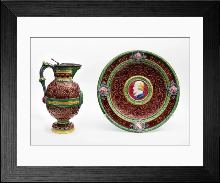 Framed Print : Shakespeare Ewer and Basin, England, Ewer: 1873, Basin: 1871. Creator: Minton Framed Print : Shakespeare Ewer and Basin, England, Ewer: 1873, Basin: 1871. Creator: Minton