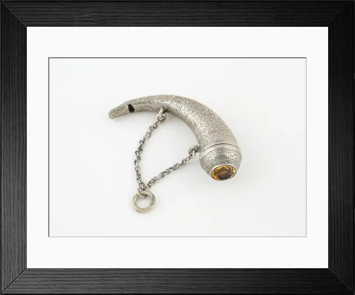 Framed Print : Vinaigrette with Whistle in the Form of a Hunting Horn, Scotland, c. 1840 Framed Print : Vinaigrette with Whistle in the Form of a Hunting Horn, Scotland, c. 1840