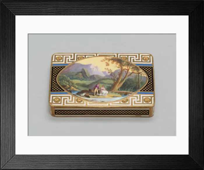 Framed Print : Gold Box with a Scene of Two Figures in a Landscape, Switzerland, c. 1800 / 10 Framed Print : Gold Box with a Scene of Two Figures in a Landscape, Switzerland, c. 1800 / 10
