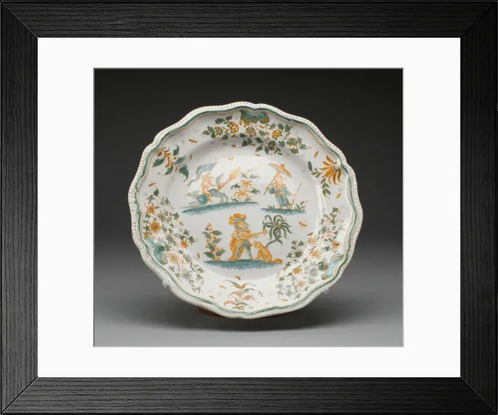 Framed Print : Plate, Moustiers-Sainte Marie, c. 1740 / 50. Creator: Olerys and Laugier Manufactory Framed Print : Plate, Moustiers-Sainte Marie, c. 1740 / 50. Creator: Olerys and Laugier Manufactory