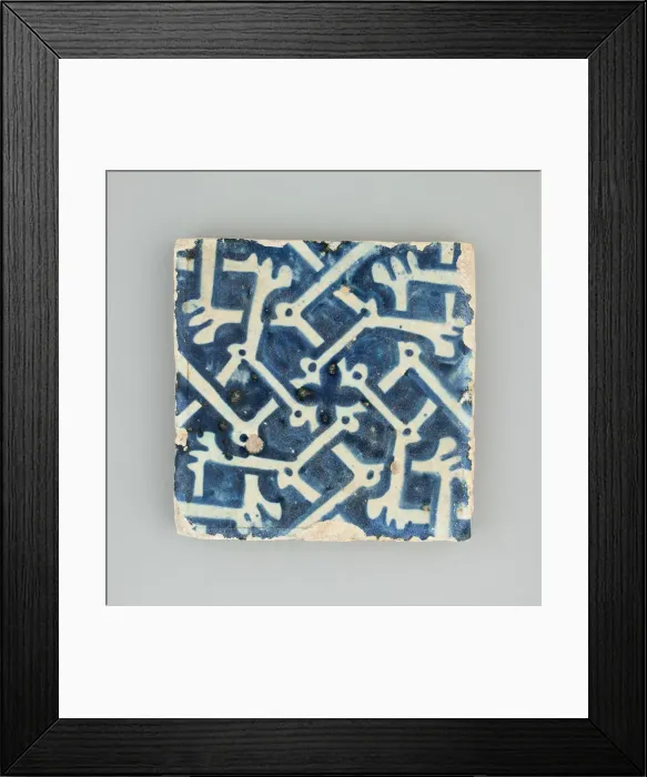 Framed Print : Floor Tile with Bone Pattern, Manises, 1450 / 1500. Creator: Unknown Framed Print : Floor Tile with Bone Pattern, Manises, 1450 / 1500. Creator: Unknown