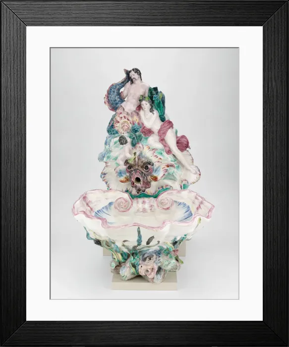 Framed Print : Wall Fountain and Basin, Sceaux, c. 1755. Creator: Sceaux Faience Manufactory Framed Print : Wall Fountain and Basin, Sceaux, c. 1755. Creator: Sceaux Faience Manufactory