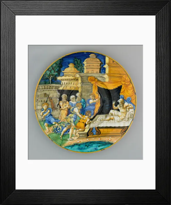 Framed Print : Plate with Isaac Blessing Jacob, Urbino, 1540  /  1545. Creator: Workshop of Guido di Merlino
