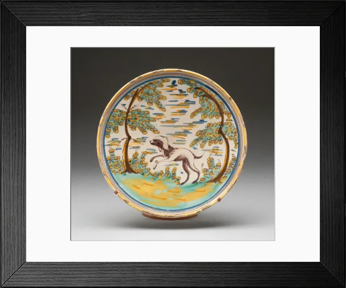 Framed Print : Charger, Spain, 17th century. Creator: Talavera de la Reina Potteries Framed Print : Charger, Spain, 17th century. Creator: Talavera de la Reina Potteries