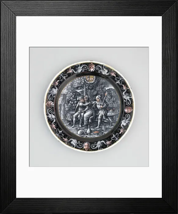Framed Print : Plate with Scene of the Month of April, Limoges, 1500 / 1600 Framed Print : Plate with Scene of the Month of April, Limoges, 1500 / 1600