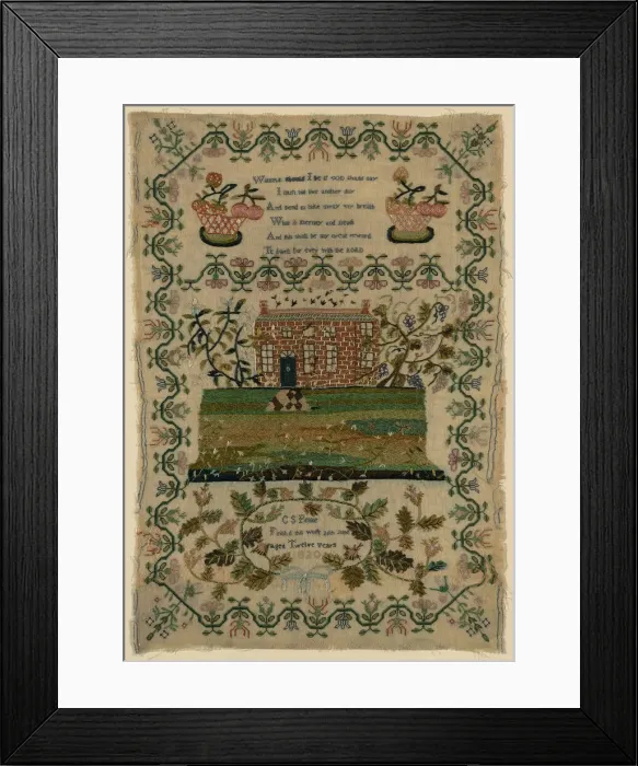 Framed Print : Sampler, England, 1820. Creator: C. S. Peake Framed Print : Sampler, England, 1820. Creator: C. S. Peake