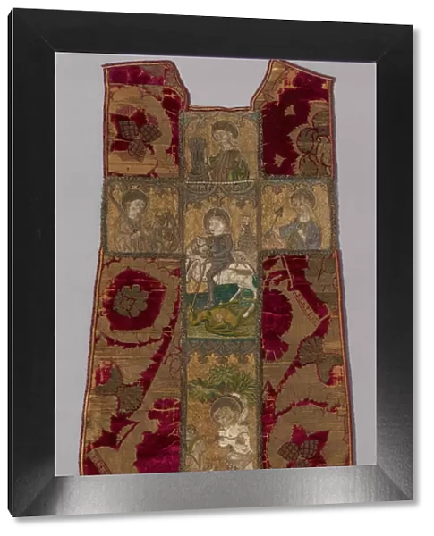 Chasuble Front with Orphrey Cross, Florence, Chasuble: 15th century; Orphrey Cross