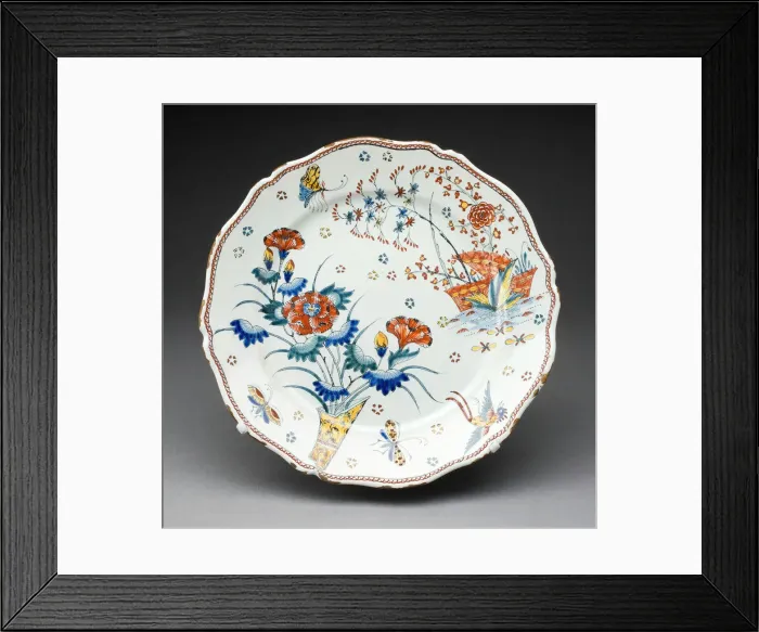 Framed Print : Plate, Rouen, c. 1730. Creator: Rouen Potteries Framed Print : Plate, Rouen, c. 1730. Creator: Rouen Potteries