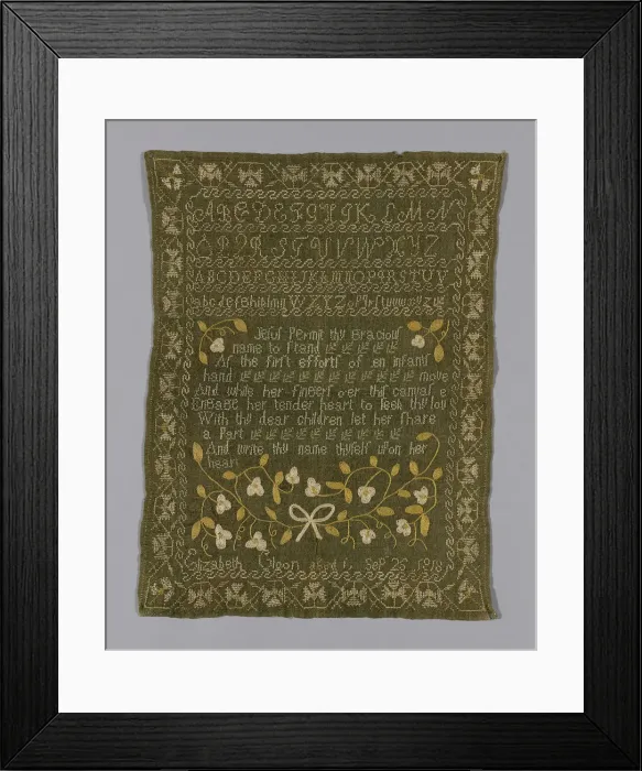 Framed Print : Sampler, England, 1818. Creator: Elizabeth Gloon Framed Print : Sampler, England, 1818. Creator: Elizabeth Gloon