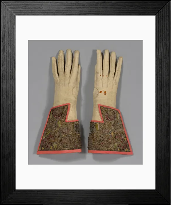 Framed Print : Pair of Mens Gloves, England, 1625  /  50. Creator: Unknown
