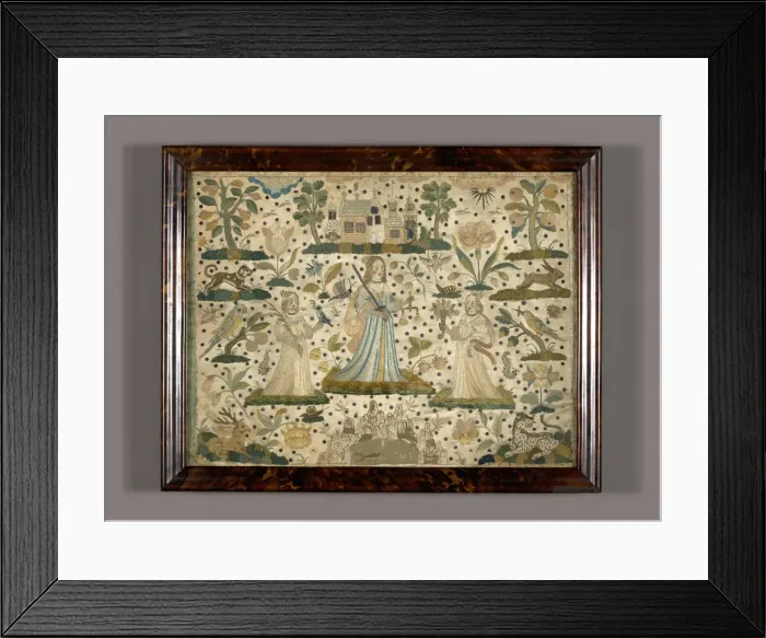 Framed Print : Picture Depicting Peace, Justice, and Plenty (Needlework), England, 17th century Framed Print : Picture Depicting Peace, Justice, and Plenty (Needlework), England, 17th century