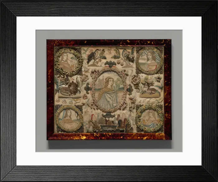 Framed Print : Needlework (Depicting the Five Senses), England, 1601 / 25. Creator: Unknown Framed Print : Needlework (Depicting the Five Senses), England, 1601 / 25. Creator: Unknown
