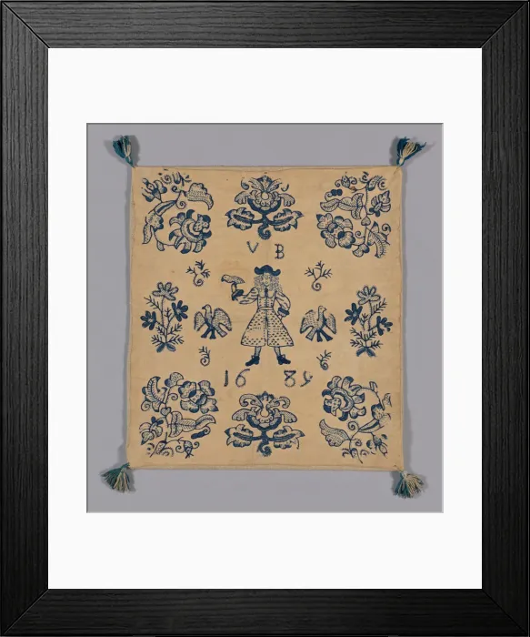 Framed Print : Cushion Cover, England, 1689. Creator: Unknown Framed Print : Cushion Cover, England, 1689. Creator: Unknown