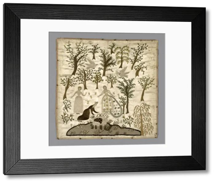 Framed Print : The Finding of Moses (Needlework), England, 19th century. Creator: Unknown Framed Print : The Finding of Moses (Needlework), England, 19th century. Creator: Unknown