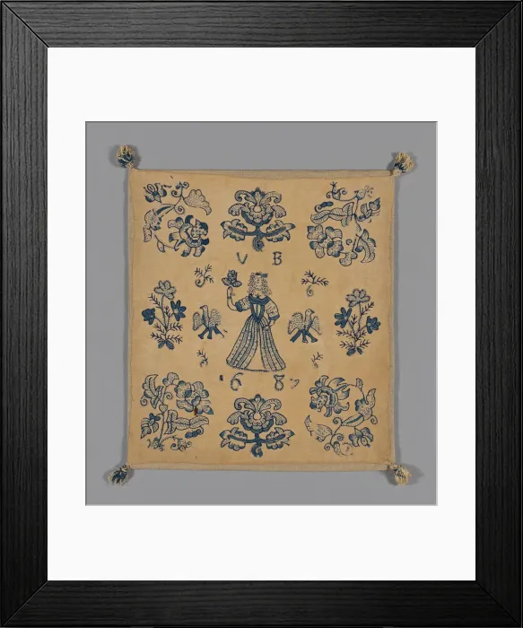 Framed Print : Cushion Cover, England, 1689. Creator: Unknown Framed Print : Cushion Cover, England, 1689. Creator: Unknown
