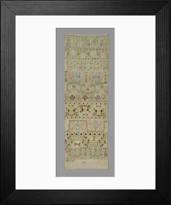 Framed Print : Sampler, England, c. 1660. Creator: Unknown Framed Print : Sampler, England, c. 1660. Creator: Unknown